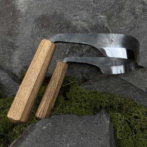 Woodworking Inshave Drawknife with Leather Case. Forged Half Round Scorp Tool with Carbon Steel 52100 Blade for Carvers and Bowl Work.