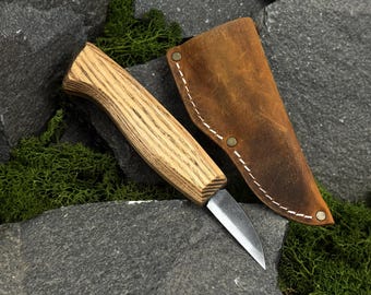 Whittling Knife, Hand Forged Relief Carving Tool, 52100 Carbon Steel Blade, Carver Gift