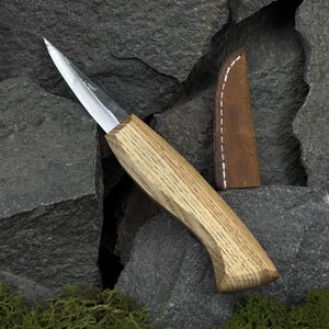 Sloyd snijmes, handgesmeed gereedschap voor het maken van lepels, lemmet van 52100 staal, houtsnijmes
