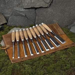 Bench Chisels for Wood Carving, Hand Forged 52100 Carbon Steel, Gift for Brother