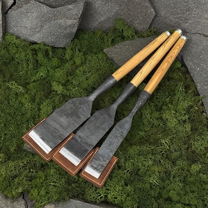 Large Timber Chisels, Joinery Slicks, Hand Forged 52100 Steel Blade, Woodworker Gift
