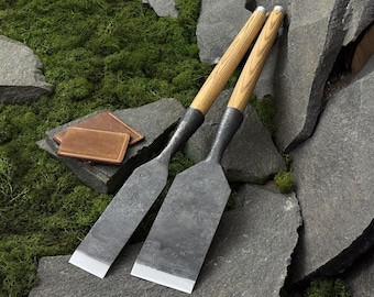 Straight Slick Chisels, Hand Forged Timber Framing Tools, 52100 Steel Blades, Woodworker Gift