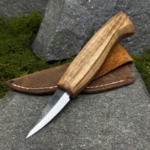 Hand Forged Sloyd Knife, Tool for Detail & Figure Carving, 52100 Steel Blade, Carver Gift
