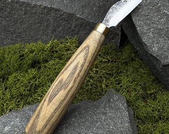 Chip Carving Knife, Hand Forged Relief Carving Tool, 52100 Carbon Steel Blade, Carver Gift
