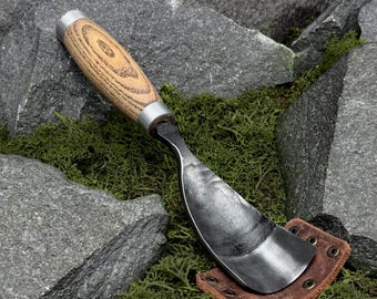 Scalpello curvo per intagliare cucchiai, scalpello per svuotare ciotole, lama in acciaio forgiato 52100, strumento per principianti