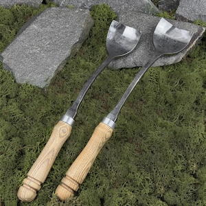 Swan Neck Gouges. Bent Gouges. Spoon Carving Tools. Woodworking. Gouges for Beginner and Woodworker. Hand Forged Gouges. Carbon Steel 52100. image 11