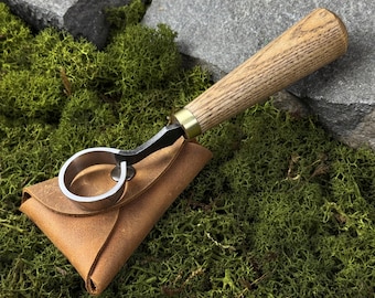 Hand Forged Scorp Knife, 52100 Carbon Steel, Wood Carving Tool with Leather Case