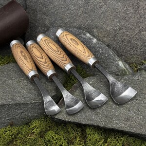 Hand-Forged Spoon Gouges, Carbon Steel 52100, Bent Gouges for Carving Bowls, Cups image 13