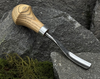 Löffel Schnitzbeitel. Kleines Werkzeug für Anfänger, detailliertes Schnitzen und Holzbearbeitung. Holzbeitel zum schnitzen. Handgeschmiedet Hohlkehle. Klinge aus Kohlenstoffstahl