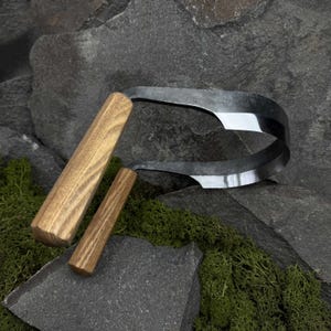 Hand Forged Half-Rounded Drawknife with Carbon Steel 52100 Blade. Two-Handed Inshave Tool for Woodworking, Carving Bowls, and Hollowing Task
