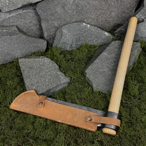 Splitting Froe with Leather Case. Carpentry Tool. Wood Chopping Tool. Carving Froe. Woodworking Tool. Hand Forged Blade. Carbon Steel 52100.