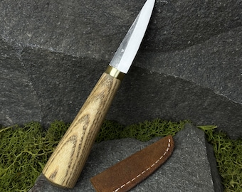 Sloyd Knife with Leather Case. Wood Carving Knife. Woodworking Tool. Bowl, Spoon Carving Knife. Hand Forged Knife. Blade Carbon Steel 52100.