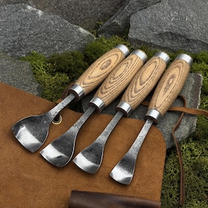 Spoon Gouges, Wood Carving Tools, Hand-Forged Curved Gouge, Carbon Steel 52100