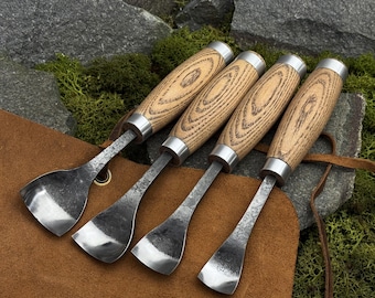 Gubias para cucharas, herramientas para tallar madera, gubia curva forjada a mano, acero al carbono 52100