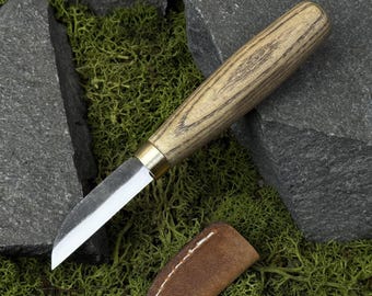 Hand Forged Whittling Knife, Spoon & Figure Carving Tool, 52100 Carbon Steel Blade, Carver Gift