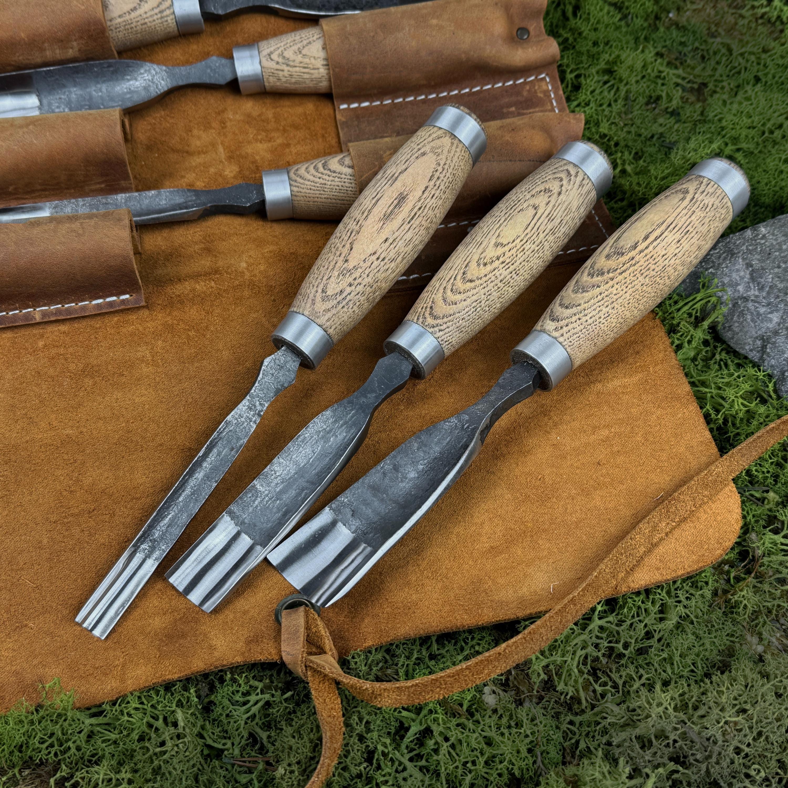 Planks With Gouges Set of 6 Wood Carving Gouge With Leather Case. Straight Rounded Gouges ...