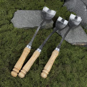 Swan Neck Gouges. Bent Gouges. Spoon Carving Tools. Woodworking. Gouges for Beginner and Woodworker. Hand Forged Gouges. Carbon Steel 52100. image 2