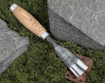 Hand Forged Wood Carving Gouge. Rounded Chisel for Woodworker. Wood Cutting Chisel. Sculptural Gouge. Handmade Tool. Carbon Steel 52100.