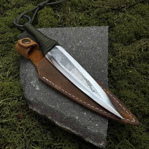 Forged Throwing Knife with Paracord Wrap. Carbon Steel Blade, Not Sharp. Knife for Throwing Competitions, Outdoor Activities, and Practice.