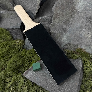Leather Strop with Polishing Paste. Sharpening Board for Wood Carving and Leatherworking Tools. Handcrafted Board. Oak Wood, Quality Leather