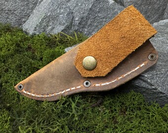 Universal Leather Knife Sheath with Belt Loop. Handmade Crazy Horse Leather Case for Wood Carving Knives and Outdoor Tools. Gift for Dad.