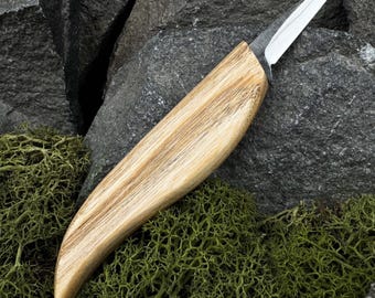 Hand Forged Whittling Knife, Figure Carving Tool, 52100 Carbon Steel Blade, Beginners Knife