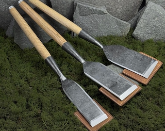 Timber Framing Chisels – Hand Forged Curved Slick Chisels – Set of 3 or Single Size. Carpentry Tools.
