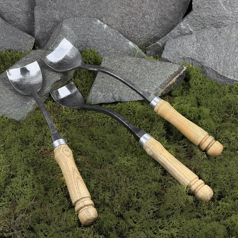 Swan Neck Gouges. Bent Gouges. Spoon Carving Tools. Woodworking. Gouges for Beginner and Woodworker. Hand Forged Gouges. Carbon Steel 52100. image 9