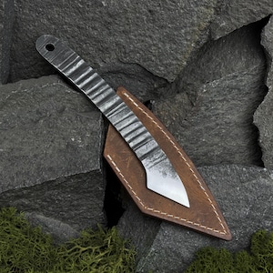 Universal Marking Kiridashi with Leather Case. Japanese Knife. Kiridashi for Woodworking and Leatherworking. Hand Forged. Carbon Steel 52100