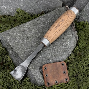 Spoon Gouge. Bent Gouge for Woodworking. Spoon Carving Tool. Gouges for Beginners and Woodworkers. Hand Forged Gouge. Carbon Steel 52100.