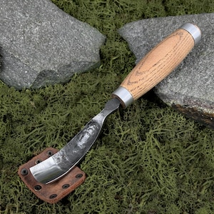 Bent Gouge. Spoon, Bowl and Cup Carving Chisel. Woodworking Knife. Curved Chisel. Wood Carving Gouge. Hand Forged Tool. Carbon Steel 52100.