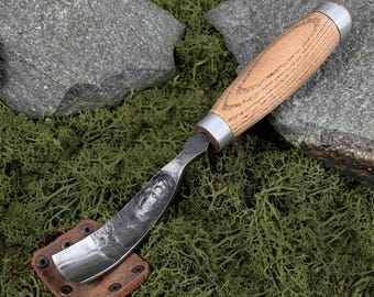 Bent Gouge. Spoon, Bowl and Cup Carving Chisel. Woodworking Knife. Curved Chisel. Wood Carving Gouge. Hand Forged Tool. Carbon Steel 52100.