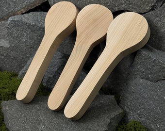 Set of 3 Cherry Wood Spoon Carving Blanks. Hardwood Blocks 20.5x6.5x2 cm. Blanks for Spoon Making, Whittling and DIY Woodworking.