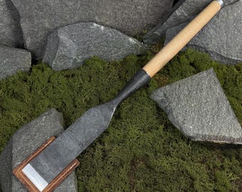 Forged Slick Chisel with Leather Case. Framing Timber Chisel. Woodworking Tool. Chisel for Carpenter. Handcrafted Tool. Carbon Steel 52100.