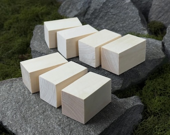 Set of 7 Basswood Blocks for Carving. Wood Blanks 5x3x3 cm. Soft Linden Wood for Whittling, Crafts and DIY Projects.