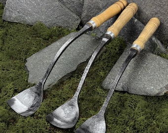 Swan Neck Gouges. Bent Gouges. Spoon Carving Tools. Woodworking. Gouges for Beginner and Woodworker. Hand Forged Gouges. Carbon Steel 52100.