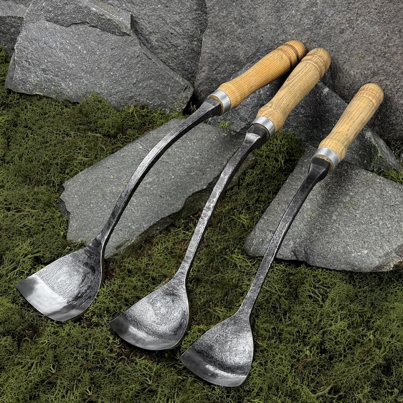 Swan Neck Gouges. Bent Gouges. Spoon Carving Tools. Woodworking. Gouges for Beginner and Woodworker. Hand Forged Gouges. Carbon Steel 52100. image 1