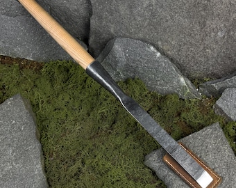 Framing Timber Chisel with Leather Case. Carpenters Slick Chisel. Woodworking Tool. Furniture Making Chisel. Hand Forged. Carbon Steel 52100