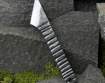 Japanese Kiridashi Knife with Leather Case. Hand Forged Carbon Steel 52100 Straight Blade for Wood and Leather Projects, and Craft Use