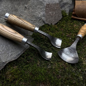 Set of 3 Spoon Gouge With Leather Case. Curved Gouges for Carving ...