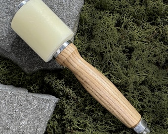 Leather Hammer with Nylon Head. Hammer for Leatherworking, Crafting and Carving. Ash Wood Handle. Durable Nylon Mallet for Precision Work.