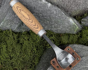 スプーン彫刻用ガウジ。木彫りツール。木工用曲げガウジ。ボウル彫刻用湾曲ガウジ。手鍛造ガウジ。炭素鋼52100。