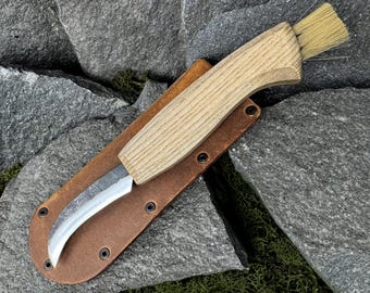 Pilzsammelmesser, handgeschmiedetes Veredelungsmesser, Kohlenstoffstahl 52100
