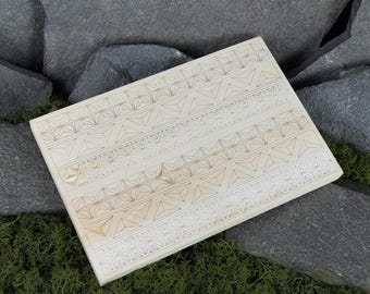 Basswood Geometric Carving Practice Board. Training Board for Chip Carving, Pattern Practice and Woodcarving Learning. Carving for Beginners