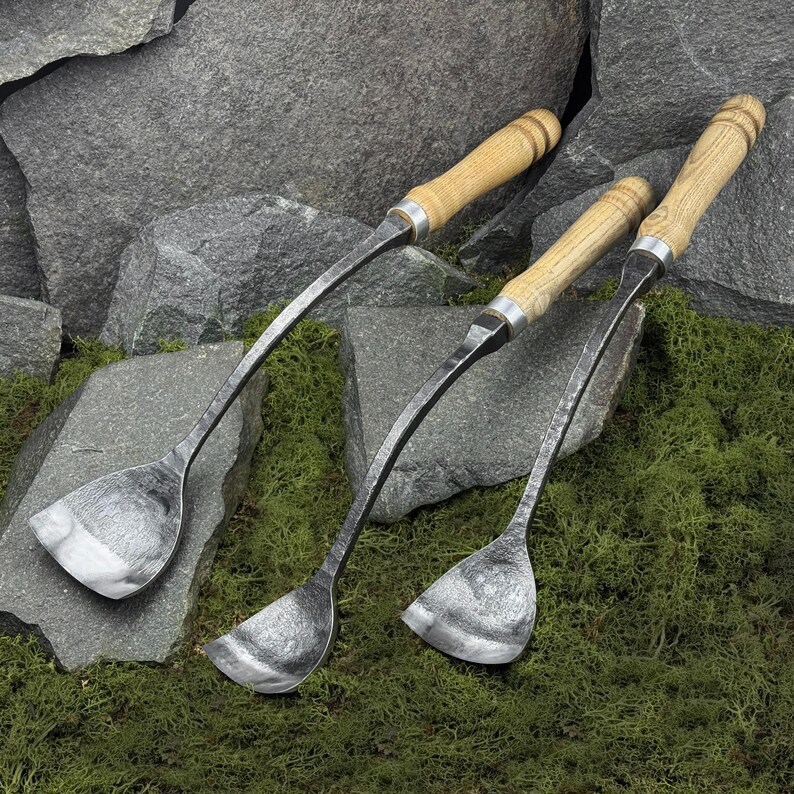 Swan Neck Gouges. Bent Gouges. Spoon Carving Tools. Woodworking. Gouges for Beginner and Woodworker. Hand Forged Gouges. Carbon Steel 52100. image 5