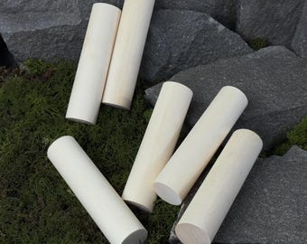 Set of 6 Basswood Cylinders for Carving. Round Wood Blanks 15x3.5 cm. Soft Linden Wood for Whittling, Crafts and DIY Projects