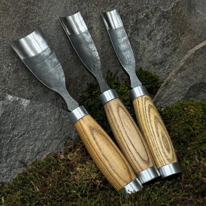 Set of 3 Wood Carving Gouge With Leather Case. Chisels for Woodworkers ...