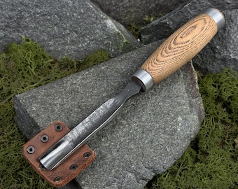 Wood Carving Gouge. Rounded Chisel for Woodworkers. Sculptural Carving Gouge. Woodworking Tool. Hand Forged Tool. Carbon Steel 52100.