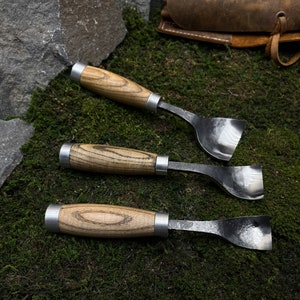 Set of 3 Spoon Gouge With Leather Case. Curved Gouges for Carving ...