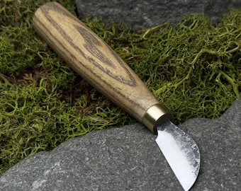 Wood Carving Knife for Beginners. Hand Forged Chip Carving Blade from Carbon Steel for Cutting Geometric Patterns and Precise Detail Lines